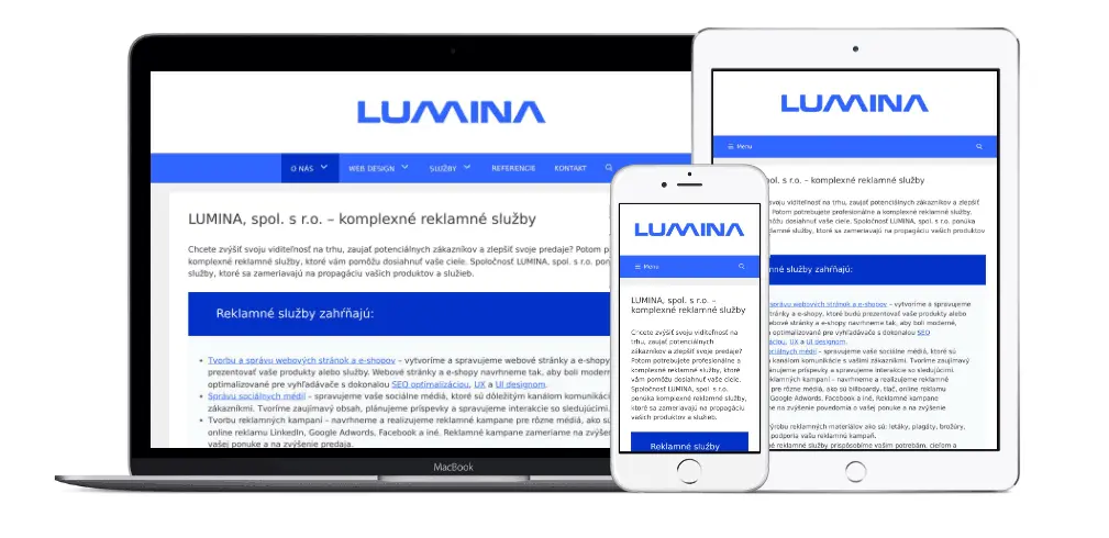 LUMINA - pagespeed-insights profesionálne SEO, UX a UI