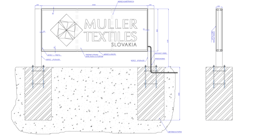 návrh betonáže Muller Textiles Slovakia v Humennom